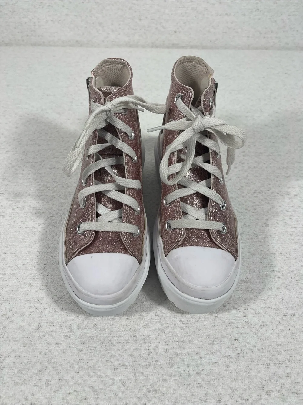 Converse All Star, Platform High, Glitter Sneakers Rose Pink, Size 1. SKU#0469